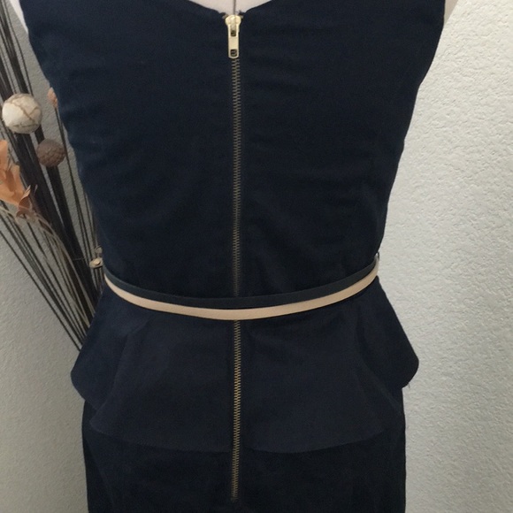 NWOT - XOXO Dark Blue Peplum Waist Career Dress - Picture 6 of 9